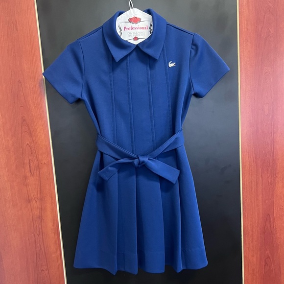 Vintage Chemise Lacoste Polo Dress Size 12/14 Red And Navy Blue Matching Belts - Picture 8 of 16